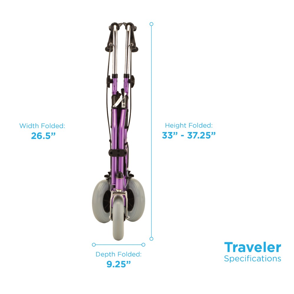 3 WHEEL ROLLATOR PURPLE FOLDED